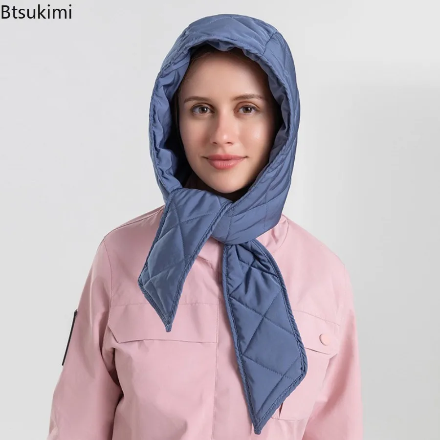 

Women's Fashionable Winter Warm Thickened Down Headscarf Quilted Borderless Hat Lightweight Pullover Cold Hat for Women and Men