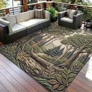 Extra Large Square Carpet Rug, Stylish Printed Floor Mat with Non-Slip PVC Backing, Oversized Area Rug for Living Room, Outdoor Gatherings and Front Entrance