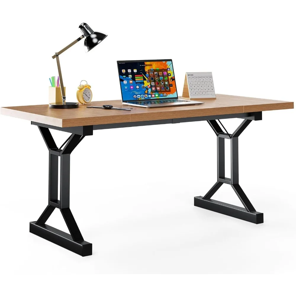

70.8-Inch Wooden Desk, Modern Executive Desk，Large Farmhouse Home Office Desks, Simple Study Computer Table