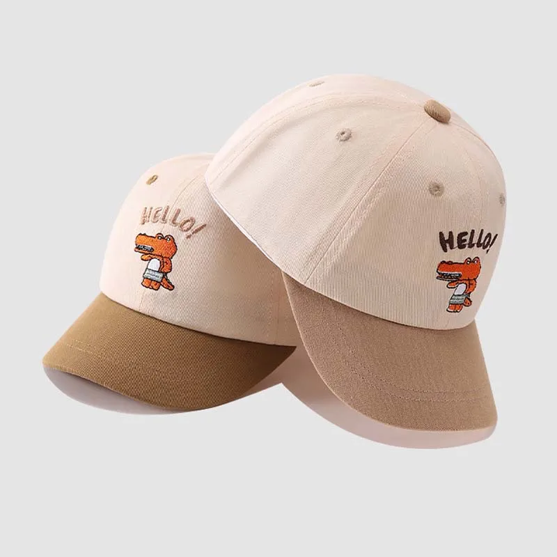 Gorras de béisbol con visera para bebé, gorro con dibujo de dinosaurio, ajustable, bonito, ideal para viajes al aire libre, de 1 a 3 años