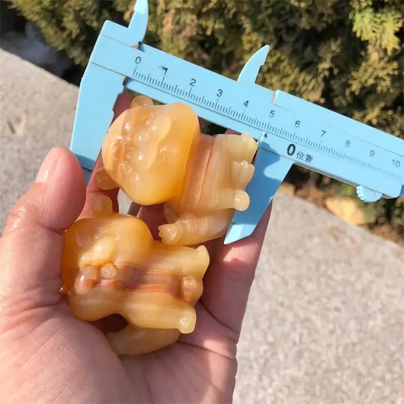 Natural Orange Calcite Tiger Carving Reiki Healing Fengshui Stone Children Birthday Gift Home Decoration 1PCS