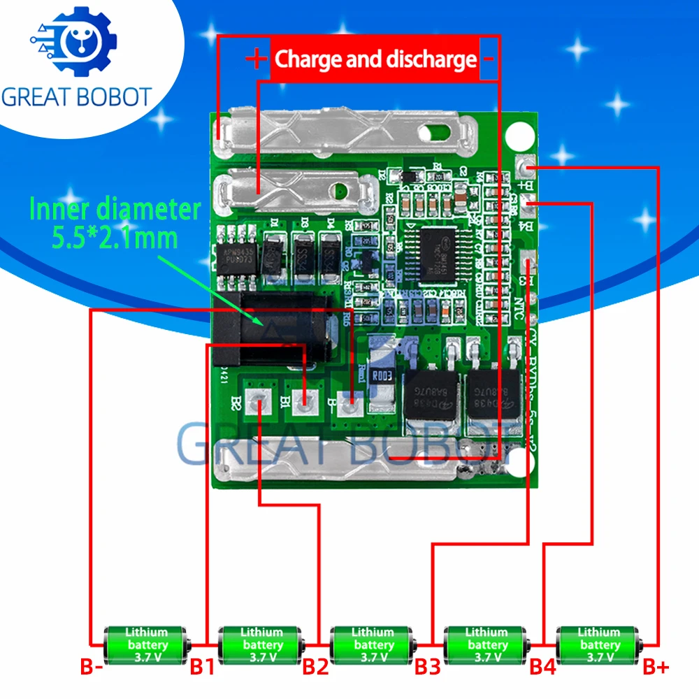 5S 18V 21V 20A Battery Charging Protection Board Li-Ion Lithium Battery Pack Protection Circuit Board BMS Module For Power Tools