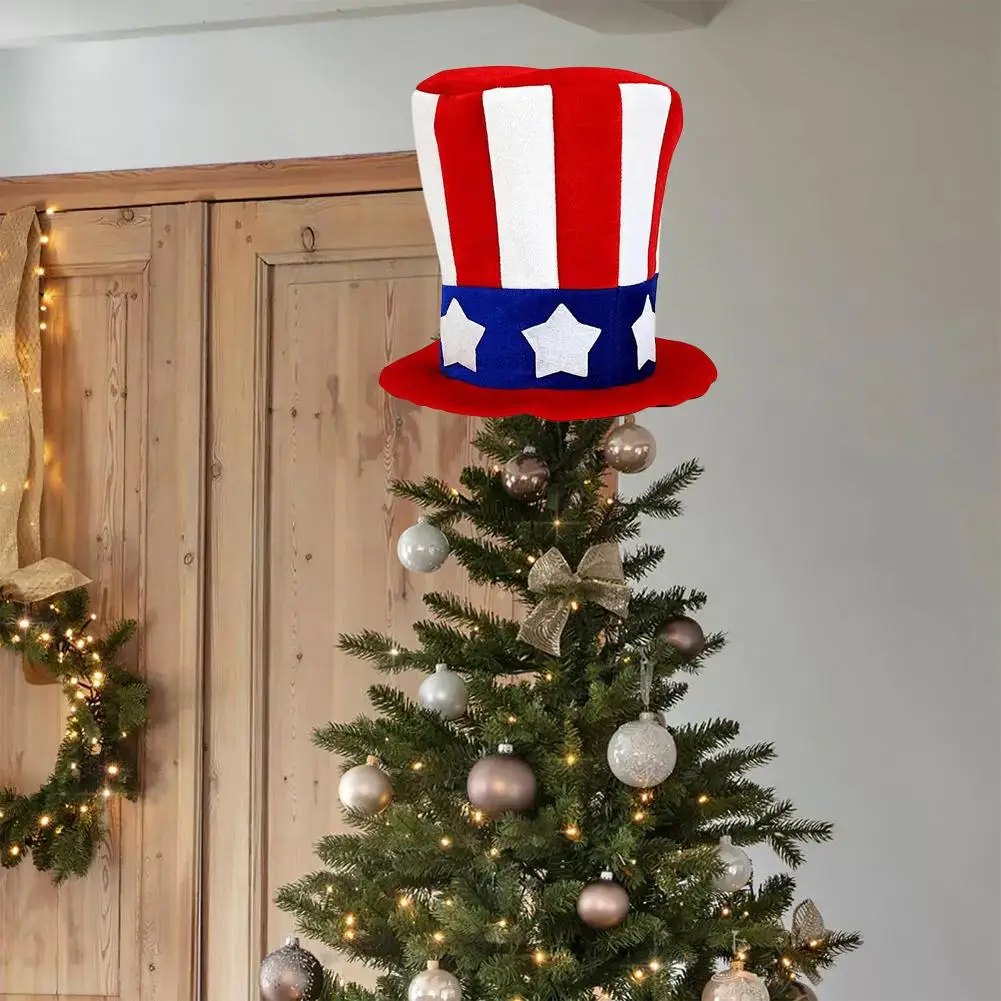

Патриотическая шляпа со звездой, топ в виде елки, новинка 2025 года, шляпа в виде рождественской елки, верхняя звезда, креативные украшения, рождественские украшения, Atmosp I2M1