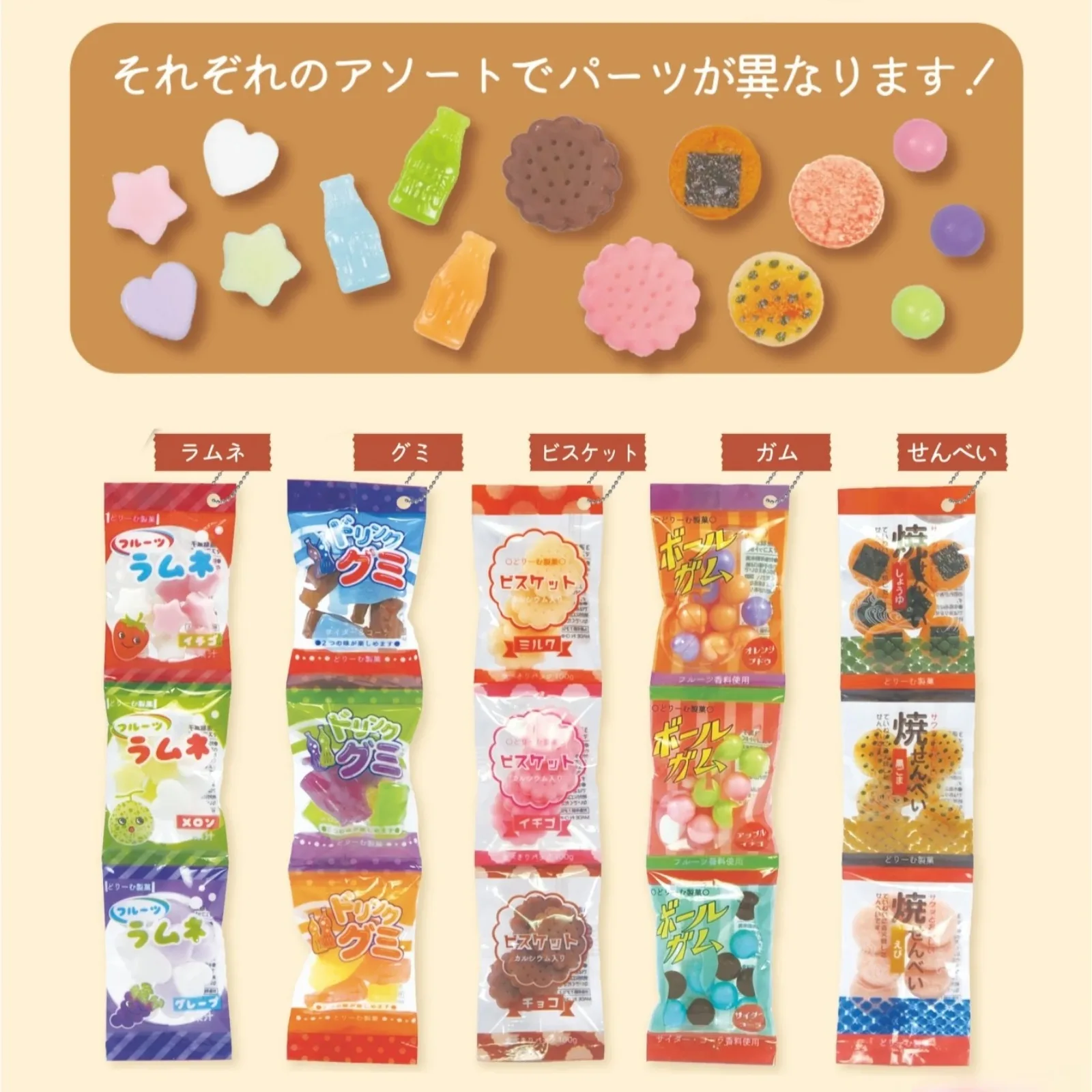 

J.Dream Gashapon Capsule Toy Miniature Candy Snack Pack Collection String of Candies Bag Backpack Pendants Ornament Kids Gifts