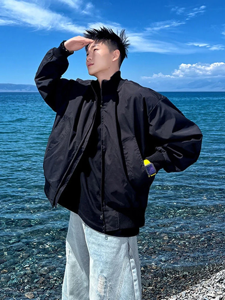 

American Sle Bomber Flight Jaet Men's Autumn High Sensation Cool oulder Workwear Tee Proof Stand Collar Downproof Jaet