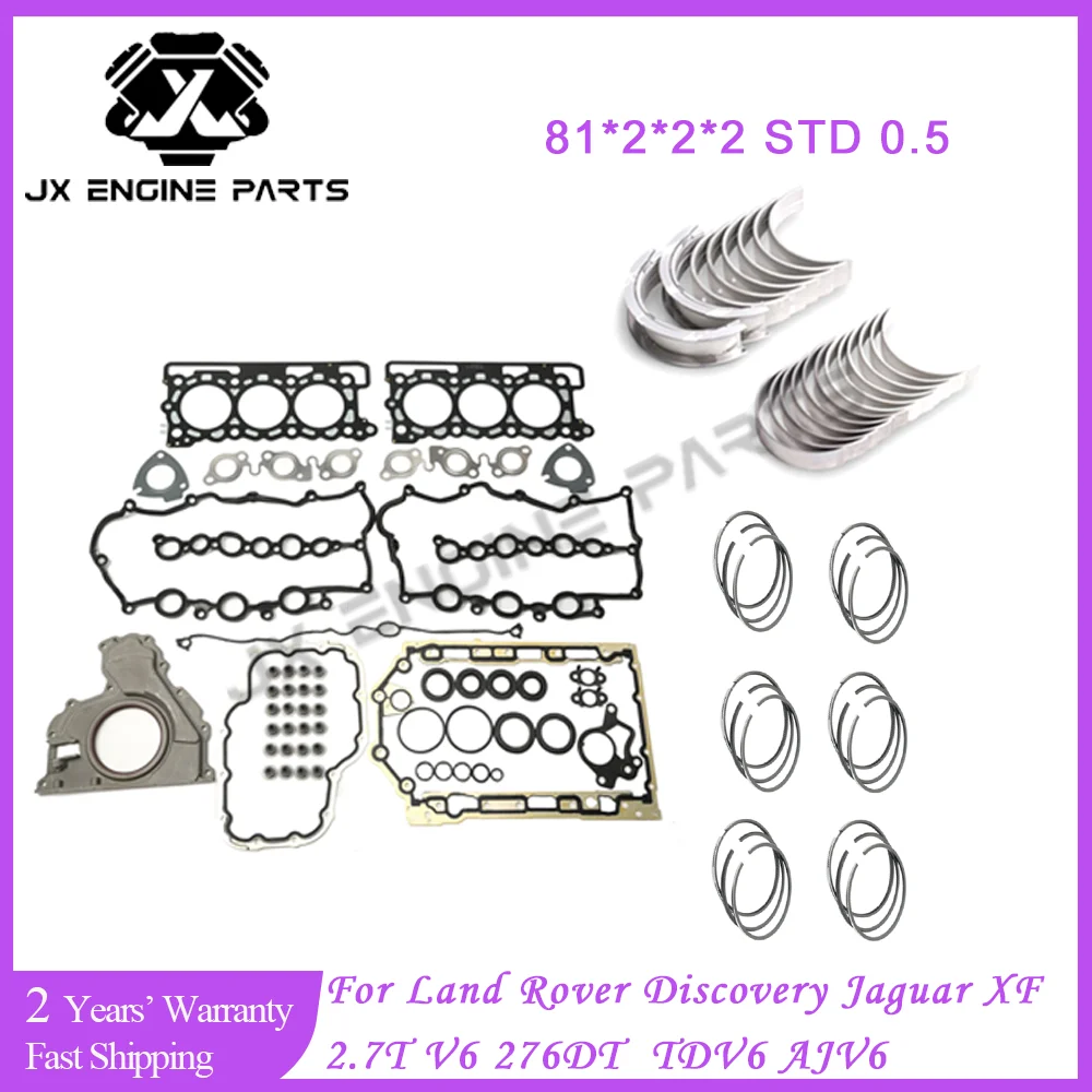 276DT Engine Piston Ring Main Connecting Rod Bearing Gasket Set For Jaguar Land Rover 2.7 Discovery RANGE ROVER TDV6 2.7L 2.7T