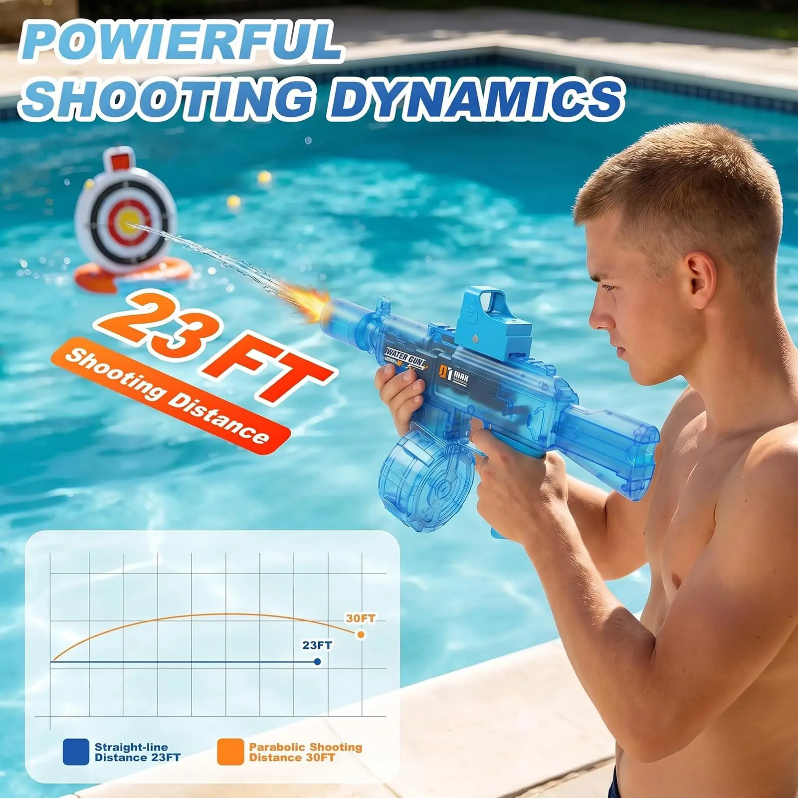 2026 New Model Flame Light M416 Electric Water Gun MK3 Kids Water Shooting Toy High Power Continuous Auto Fire Long Range Water