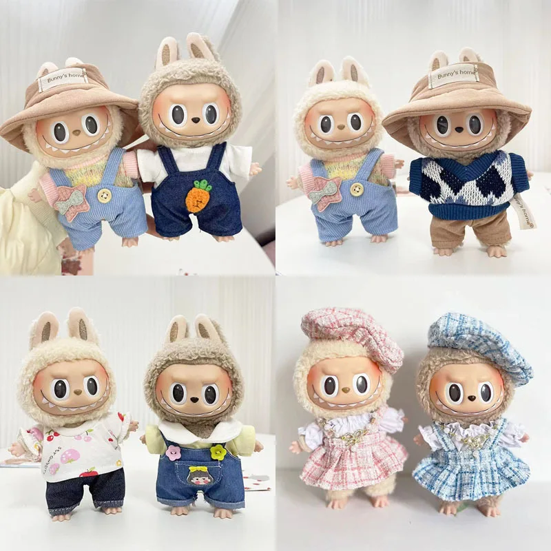 

2024 New 17cm Blind Box Labubu Cloth Cute Doll Fashion Clothing Sweater Set Labubu Cloth Hanging Doll Clothing Accessories Gift