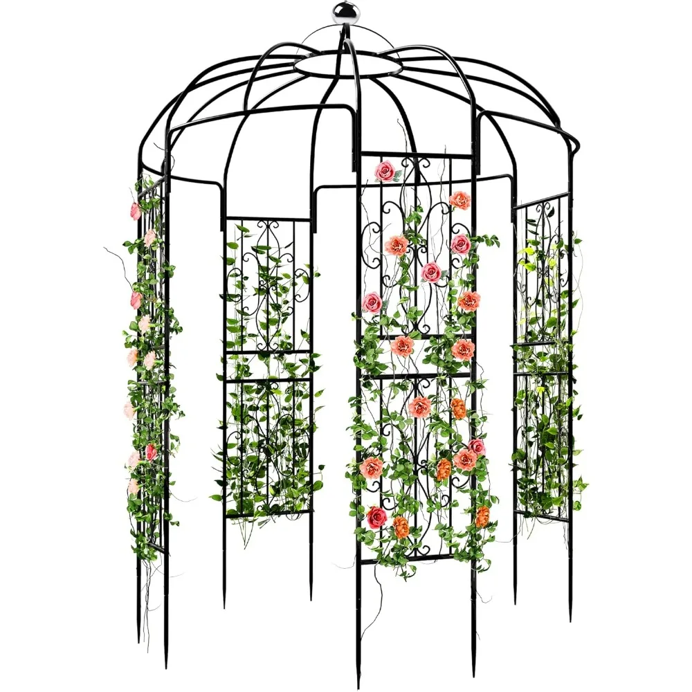 Birdcage Shape Garden Arch Arbors, 9.8'H x 6.8'W Pergola Pavilion for Climbing Plants Outdoor, Wedding Arches for Ceremony Party