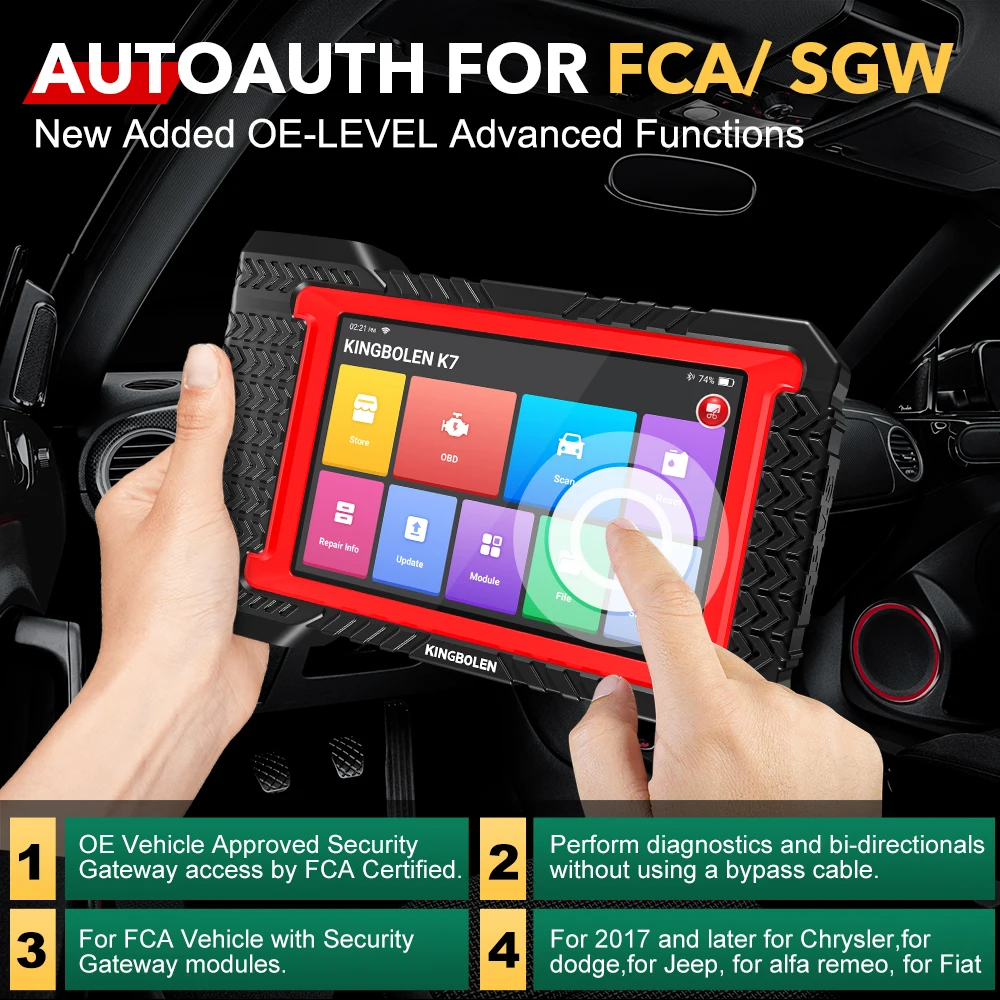 [Lebenslange kostenlose Updates KINGBOLEN K7 CANFD Global Version] 7-Zoll-Diagnosegerät für erweiterte Steuergerätecodierung, aktiver Test, 28 Resets, deutsche Fahrzeuge, automatische VIN-Prüfung, OBD-Scanner – Detail 3