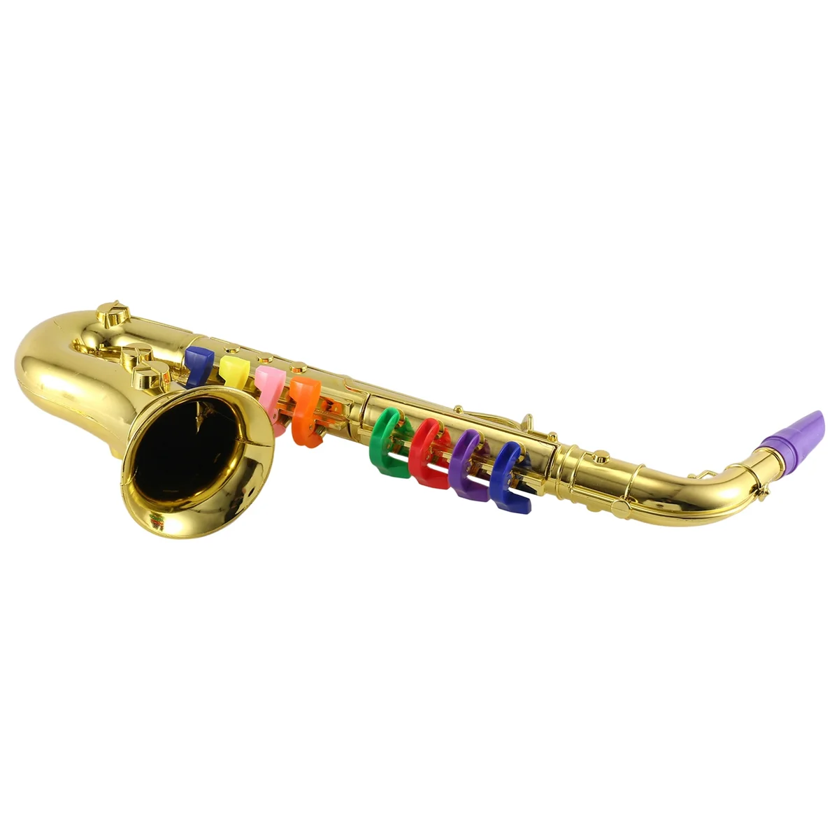 Saxophone 8 Colored Keys Metallic Simulation Props Play Mini Musical Wind Instruments for Children Birthday Toy Gold