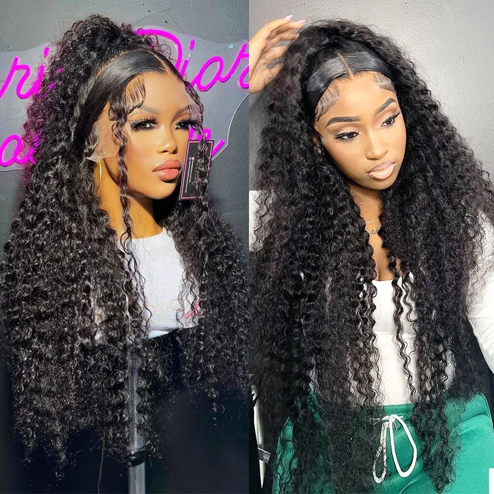 180 Density 360 Full Hd Lace Front Human Hair Wig Pre Plucked 30 Inch Glueless Wig 13X6 Deep Curly Wave Frontal Wig Human H