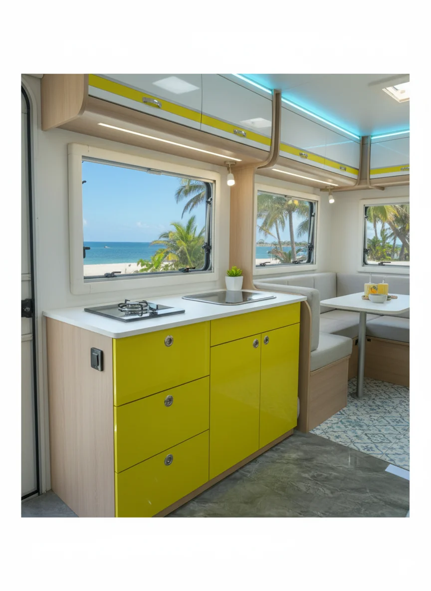 Portable Aluminum Kitchen Unit for RV With Sink and Gas Stove Lightweight and Durable