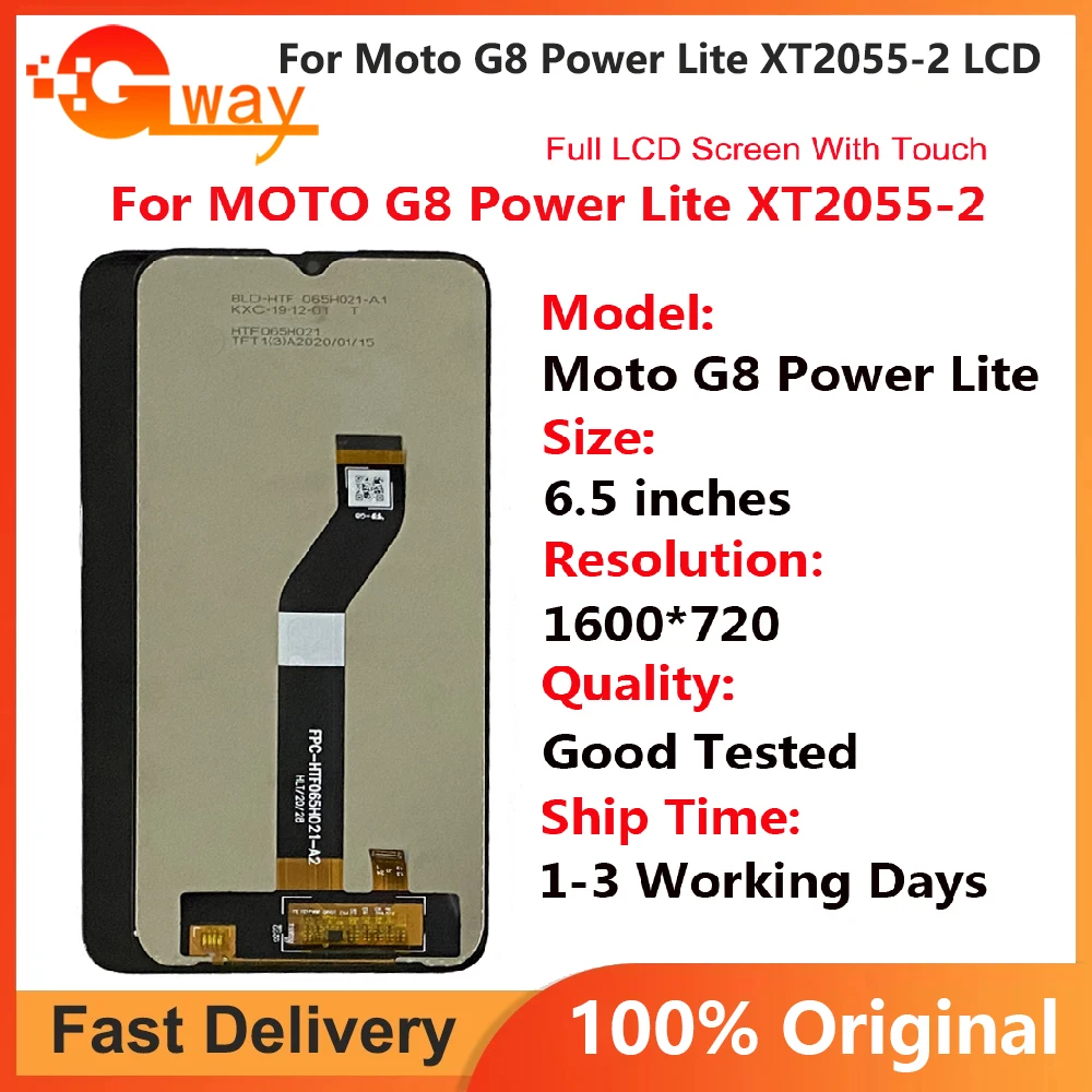 

НОВЫЙ 6,5-дюймовый ЖК-дисплей для Motorola Moto G8 Power Lite, ЖК-дисплей XT2055-2, дигитайзер сенсорного экрана в сборе, G8 Power Lite, ЖК-дисплей