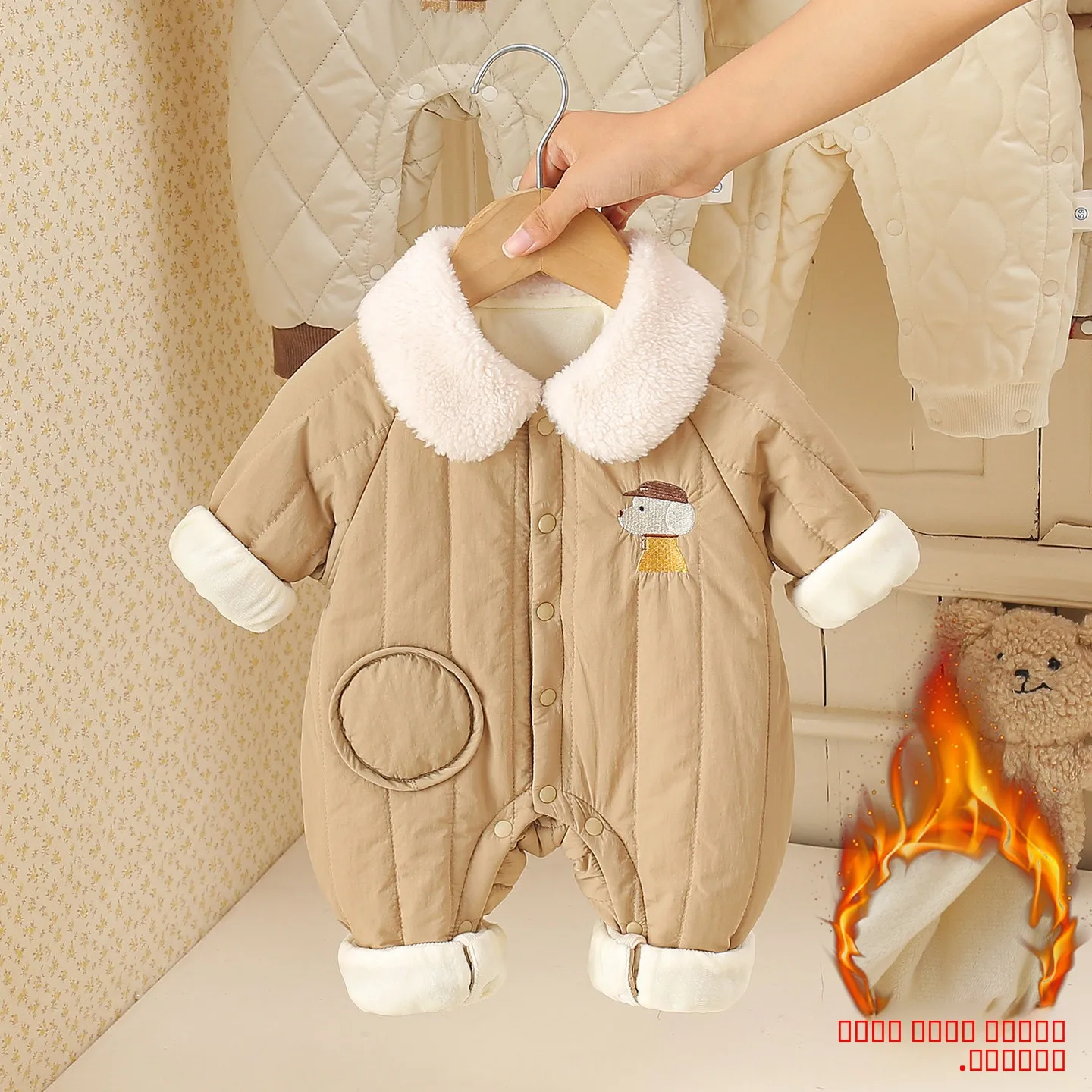 

Утепленный осенне-зимний комплект для малышей: хлопковая куртка и брюки с высокой талией для новорожденных и малышей, зимняя одежда для прогулок