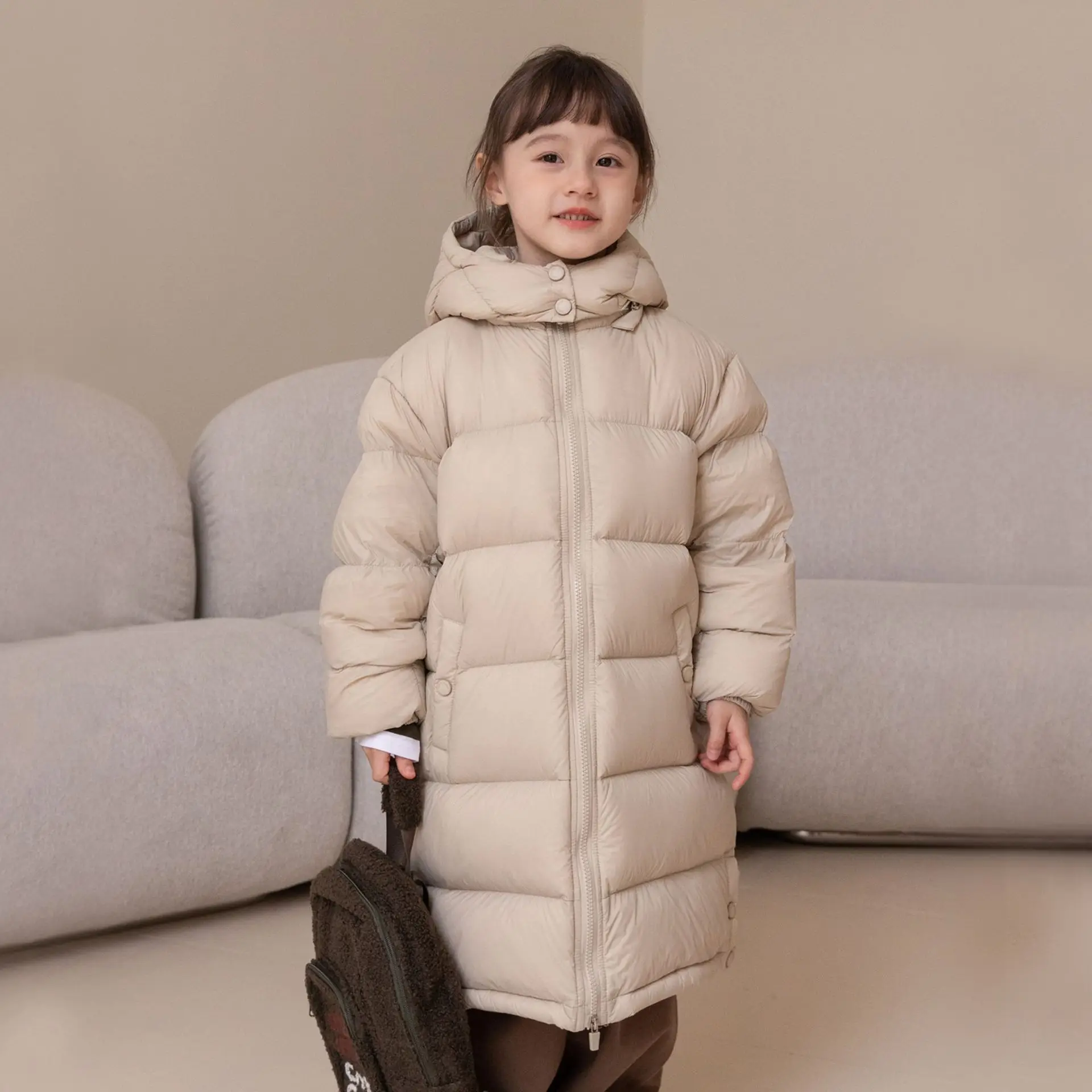 

Boys' and girls' mid-length 2024 new thickened long winter children's coat