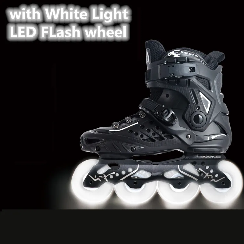 Big Size EU 35 to 46 Street Road Inline Skates Shoes for Concrete Asphalt Ground Roller Skating Shoes for Adult LED Shine Wheel