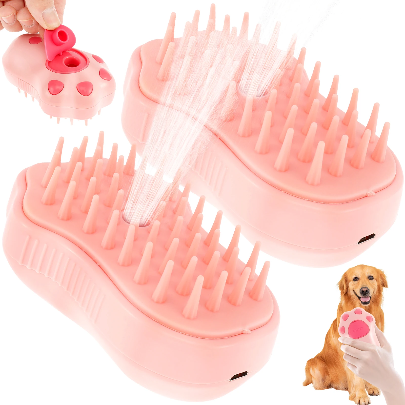 

Steamy Cat Brush 3 In1 Spray Cat Brush Rechargeable Dog Brush for Shedding and Grooming Steam Cat Massage Brush Multifunctional