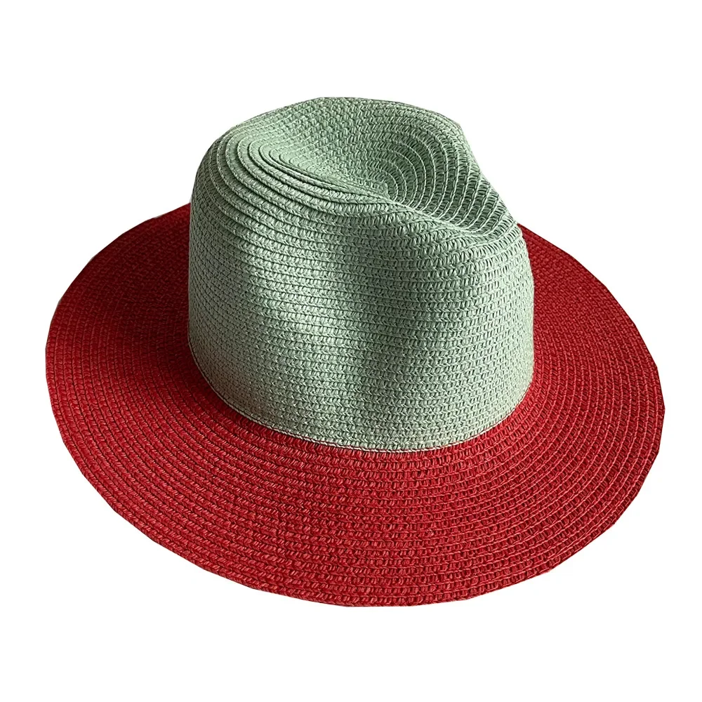 Fashion Summer UV Protection Sunscreen Gradient Color Straw Hat Wide Brim Beach Hat Floppy Breathable Photography Sun Hat Female