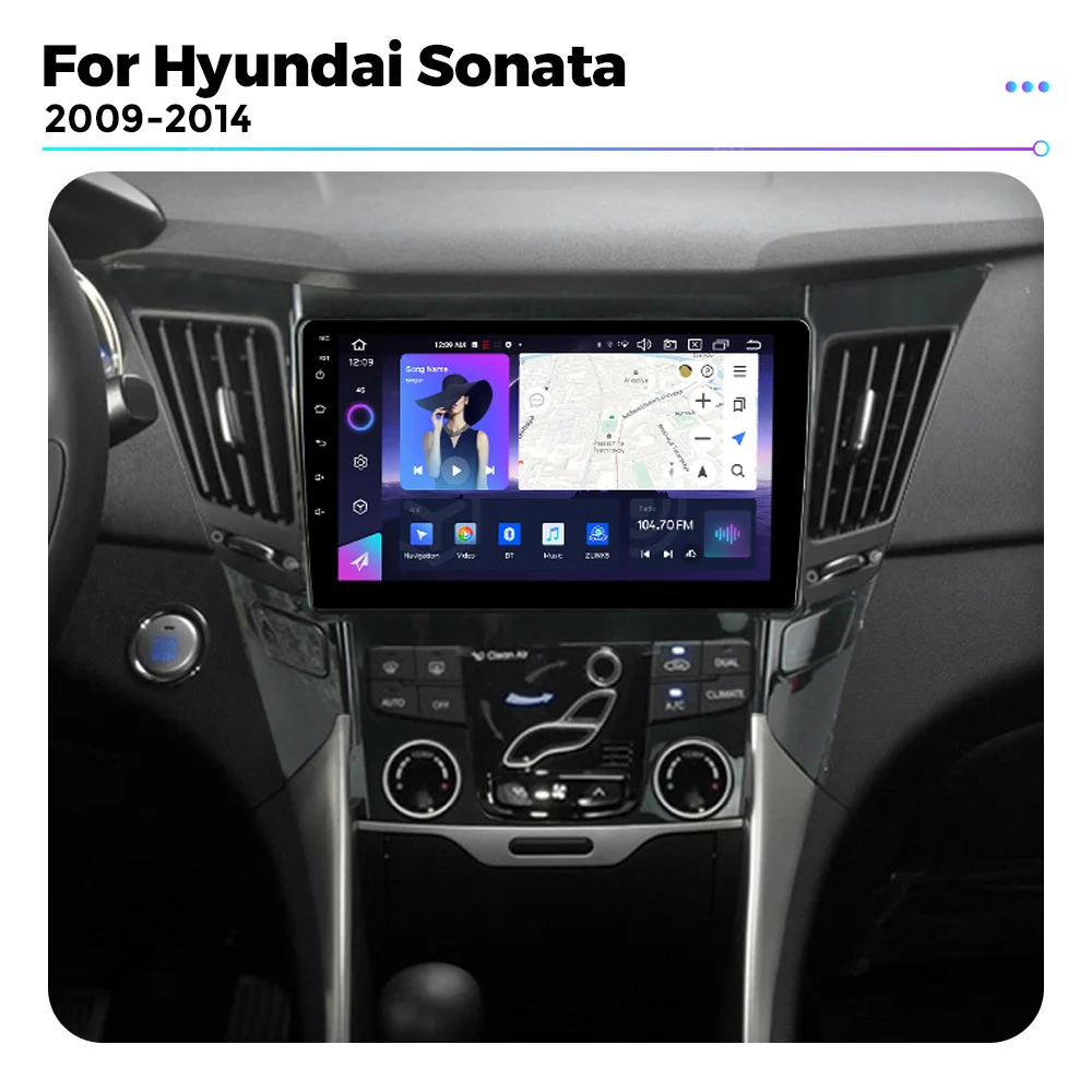 For Hyundai Sonata 6 YF 2009-2014 Android 14 All-in-one QLED Scrren Wireless Carplay Auto Radio GPS Car Multimedia 2DIN  DVD 4G