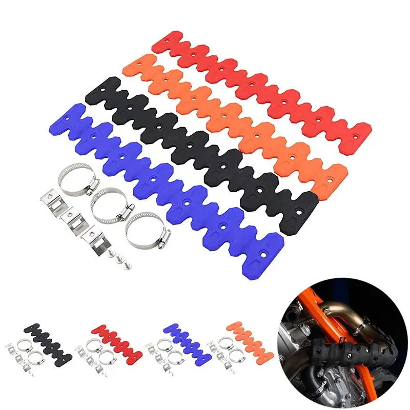 Motorcycle Exhaust Pipe Silicone Heat Shield Protector Anti Scald Guard Cover With Clamp For Dirt Bike Off Road Motorbike Repai