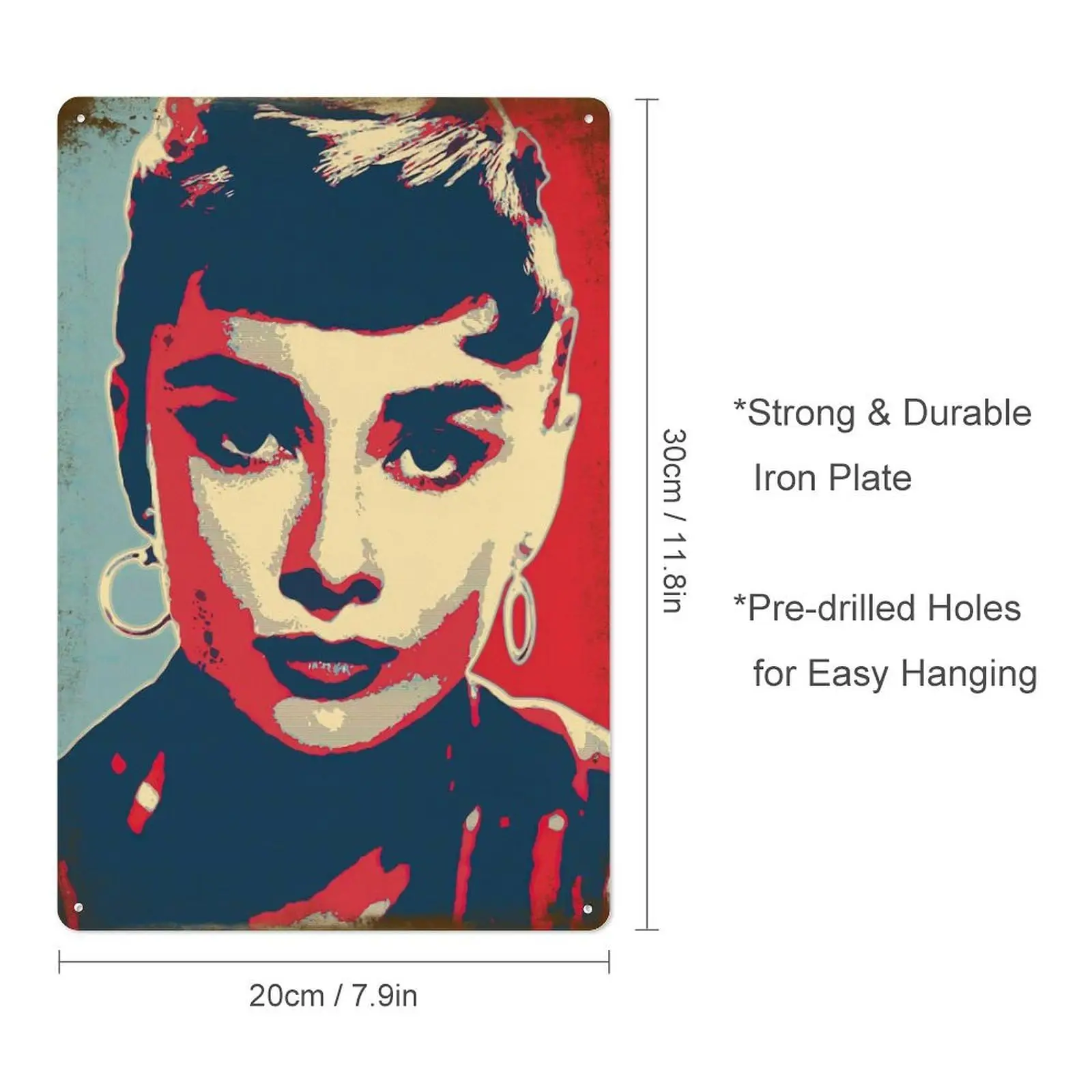 Audrey Hepburn Hope Metal Tin Sign Poster 8”×12” Painting Sign Funny Wall Vintage Art Decor Retro Plaque For Home Bar Pub Club C