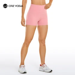 CRZ YOGA-Short de motard à sensation nue pour femme, taille haute-3, en spandex, pour entraînement, gymnastique, course à pied, volley-ball