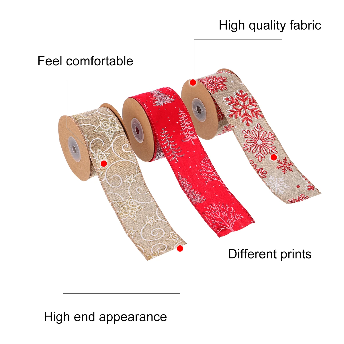 

3 Rolls Christmas Ribbon Snowflake Star Patterns Perfect for Gift Wrapping Party Decorations DIY Handmade Ribbon Christmas Gift