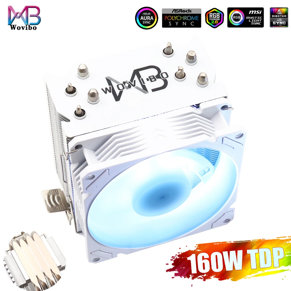 

4 Heat Pipe CPU Cooler Fan ARGB RGB 90mm PWM 4PIN Intel 1150 1151 1155 1200 1700 2011 X79 X99 AMD AM4 AM5 Radiator Ventilador