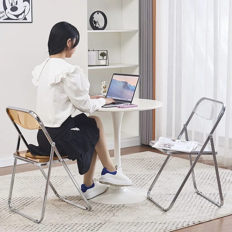 Modern Simple Acrylic Transparent Folding Chair Portable Dining Leisure Chair for Home Living Room Balcony
