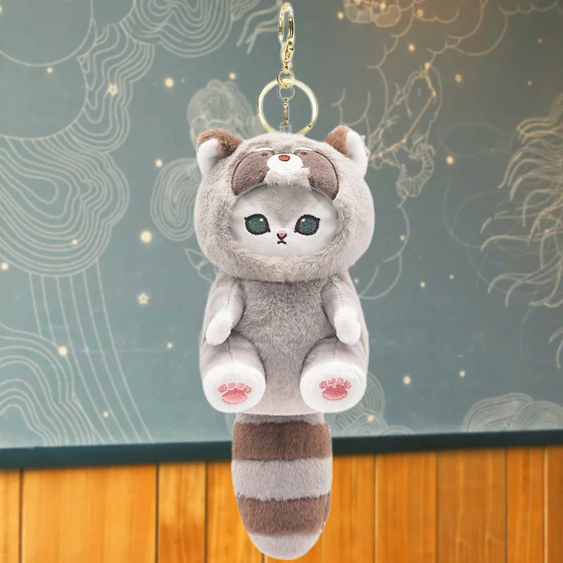 Kawaii Mofusand Long Tailed Forest Animals Series Plush Doll Cute Stuffed Shark Cat Soft Doll Keychain Gift for Birthday Kids