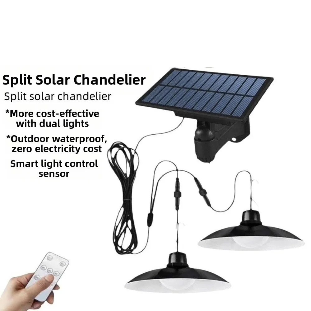Waterproof Solar Pendant Light Single Double-Head Design Solar Powered LED Chandelier with Remote Control Led Hanging