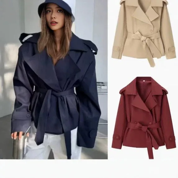 Women's Autumn And Winter Coats2026 New European And American Women's Clothing, Autumn Multi-color Belt Jacket Trench Coat