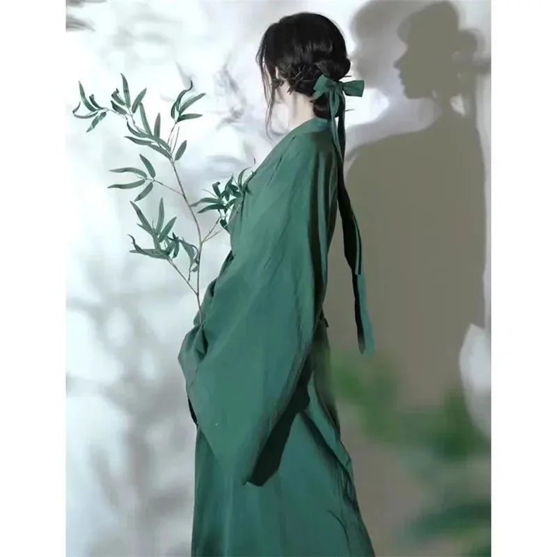 Vestido Hanfu chino antiguo para mujer, disfraz de Hada de Carnaval de Halloween, vestido de gasa verde, traje Tang Hanfu de talla grande