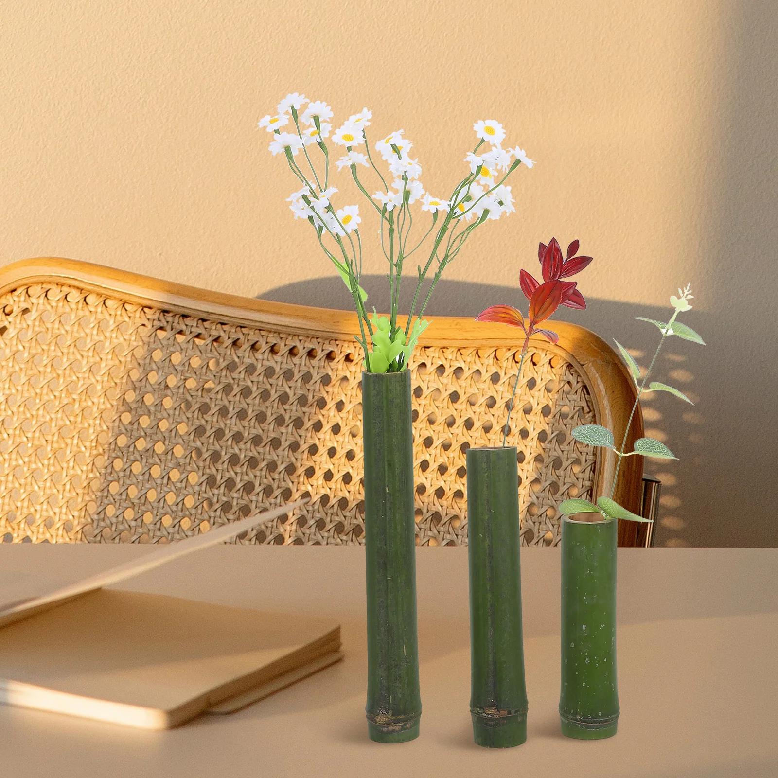 

3Pcs Bamboo Vase Flower Pot Bamboo Tube Minimalist Floral Vase Wedding Decor Small Plant Pots Funny Plant Pots