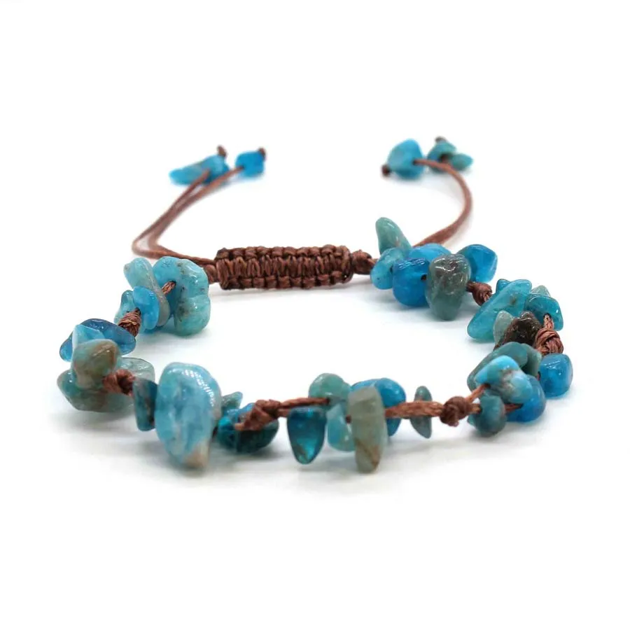 Macrame Crystal Chip Stone Braided Bracelet, Adjustable