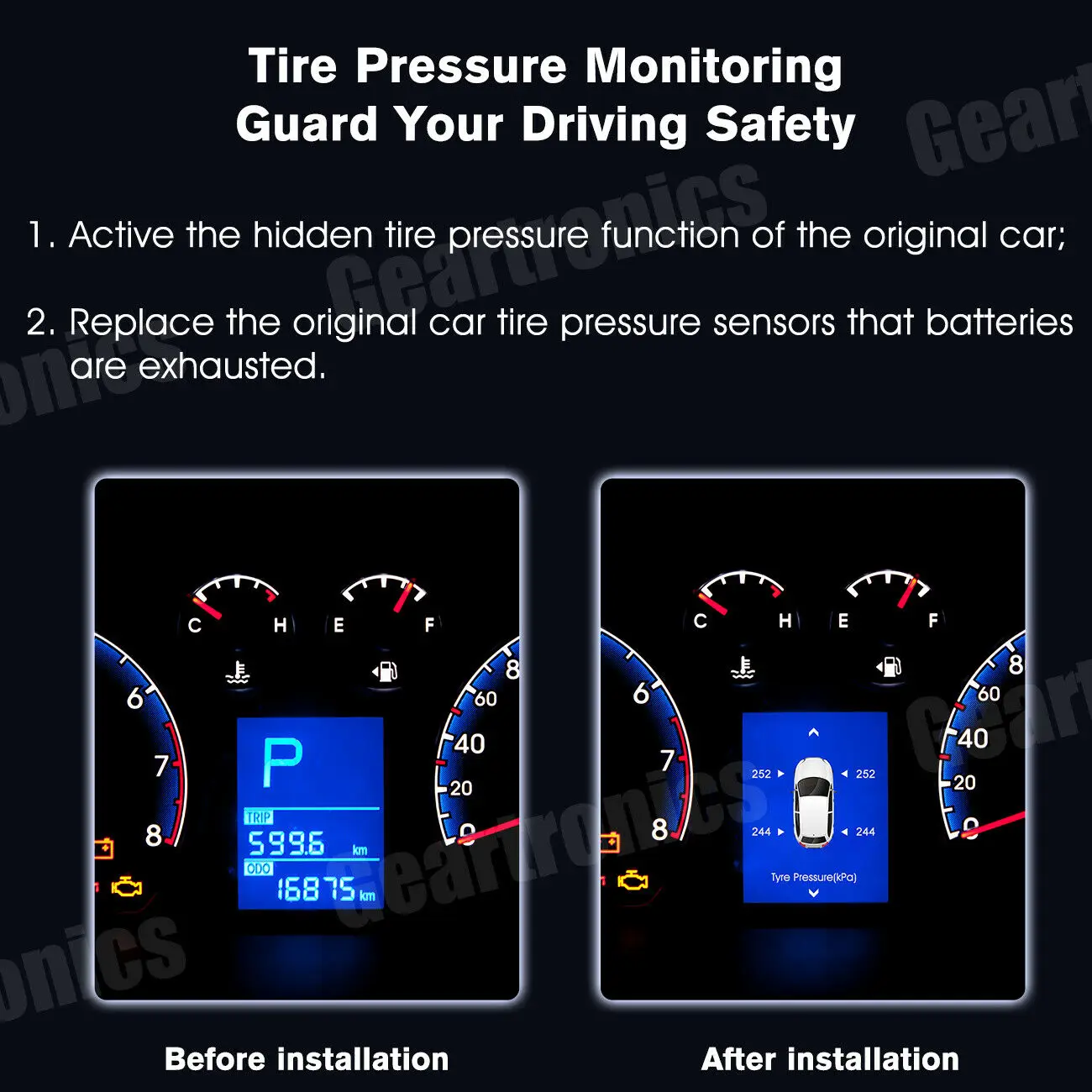 TPMS Tire Pressure Monitor Sensor For Ford Focus Fiesta B-Max C-Max Kuga 1862980 2036832 433 MHz Clamp-In TPMS Sensors