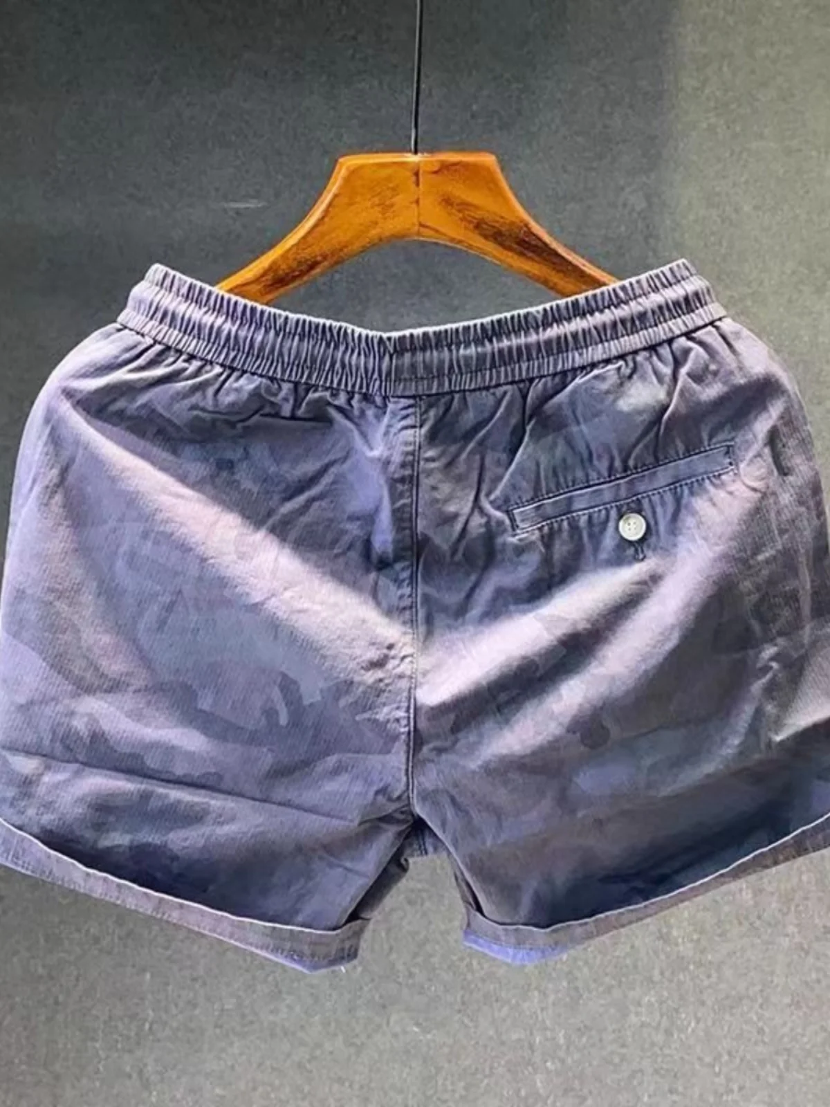 Summer Casual Camouflage Men\'s Shorts Elastic Waist Trendy Loose Fit Youthful Straight Leg Antimicrobial Light Weight Cotton