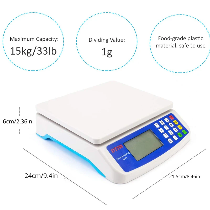 30KG /1G Precision LCD Digital Scale Electronic Balance Weight Scale Plastic Weight Scale Accuracy Weight Balance Food Scales