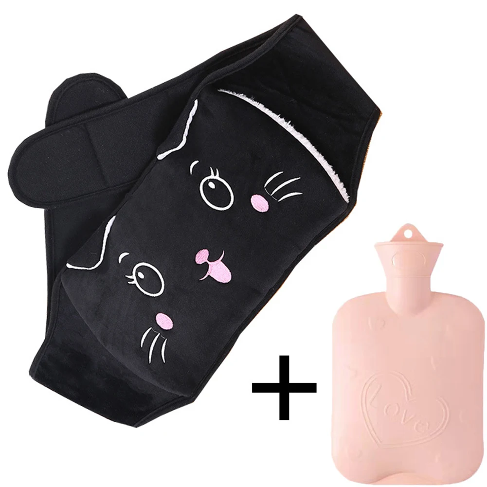 Cartoon Hot Water Bottle Cover Warm Plush Pouch Hot-water Bag Covers Waist Belt 1000ml Water Bottle Stomach Abdominal Warm Bag