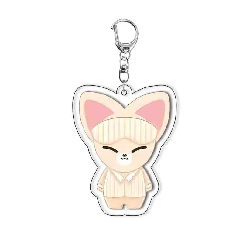 8 قطعة مجموعة واحدة KPOP ملابس نوم تصميم سلاسل المفاتيح الاكريليك لطيف حلقة رئيسية اكسسوارات حقيبة قلادة للهدايا المشجعين صديق #6