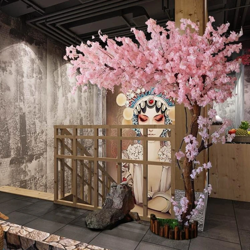 

Simulation cherry tree large fiberglass peach blossom fake tree indoor hotel shopping mall wedding wishing net red cherry tree