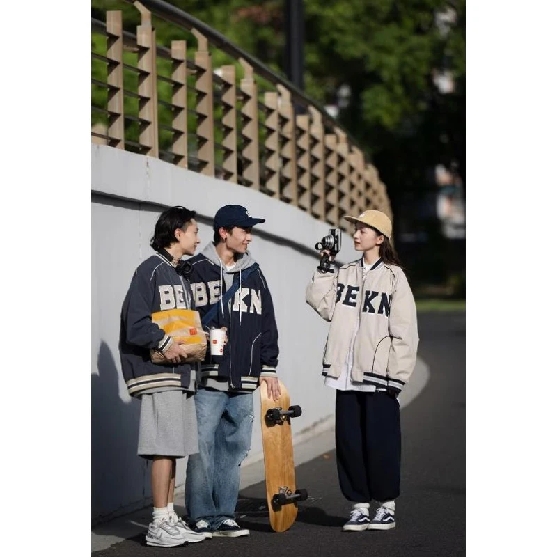 Conjunto de dos piezas de Hip Hop para hombre, Jersey de béisbol con letras estampadas, pantalones vaqueros de moda Harajuku, Primavera, 2023