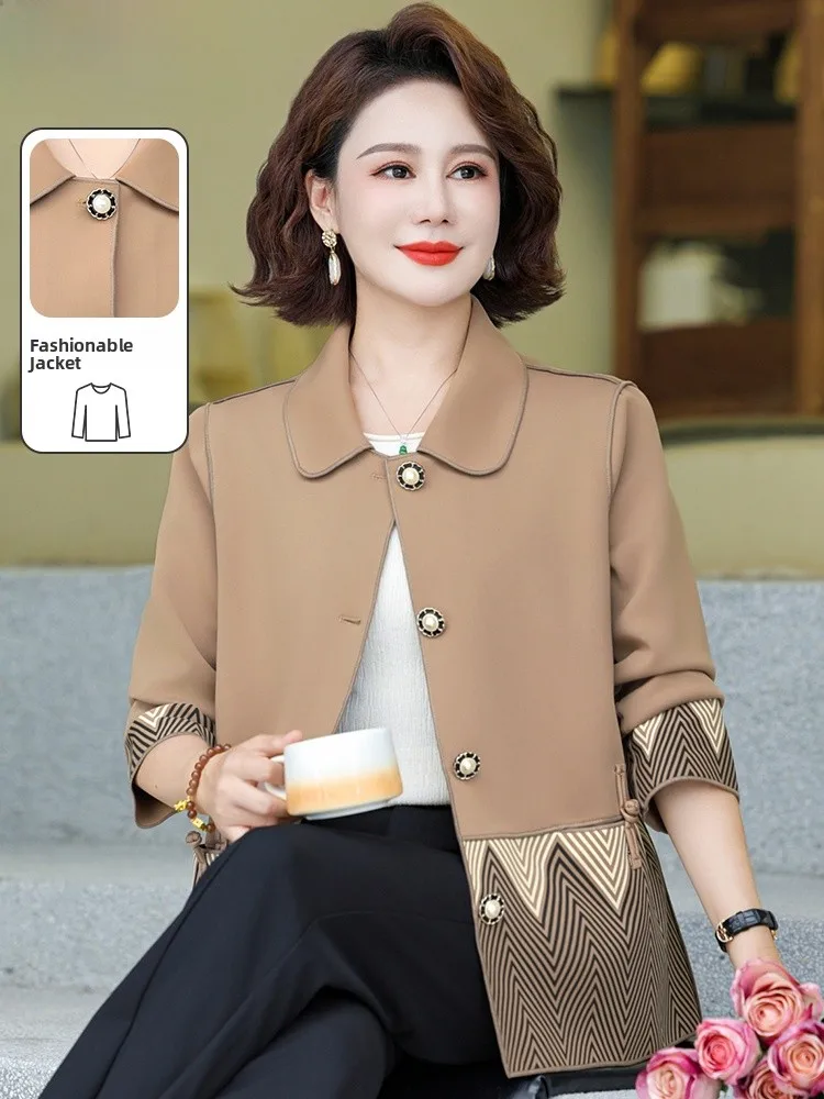 

Модная осенняя куртка 2024 года, новая модель ветровки для женщин среднего и старшего возраста, открытый кардиган на весну-осень