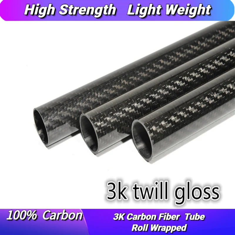 Length 500mm OD 21~30mm  High Quality 3K Carbon Fiber Wound/Winded/Woven Tube