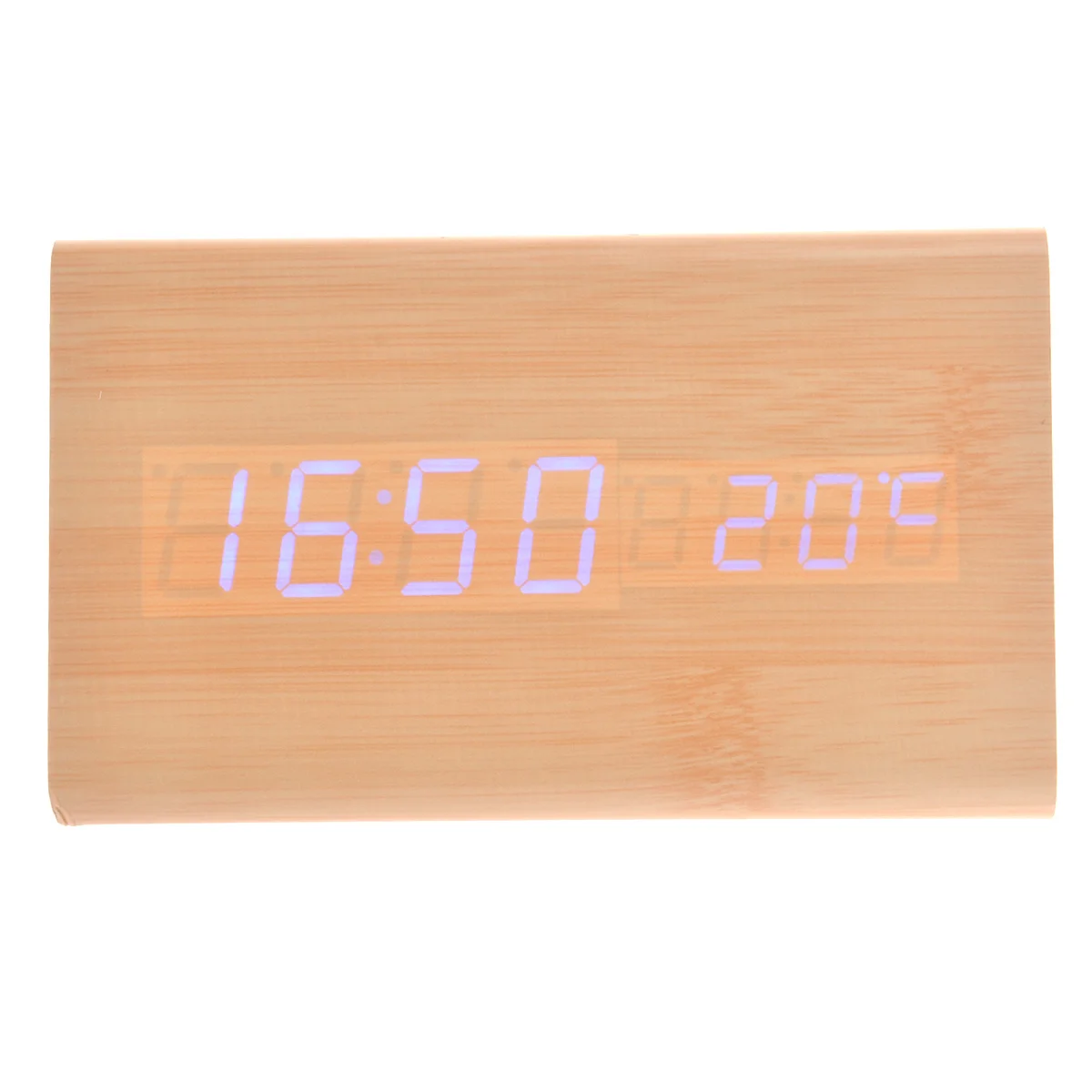 

Wooden Electronic Clock Triangle Burlywood Led Desk Alarm With Temperature Voice Control Usb Aaa Powered 3D Home Office