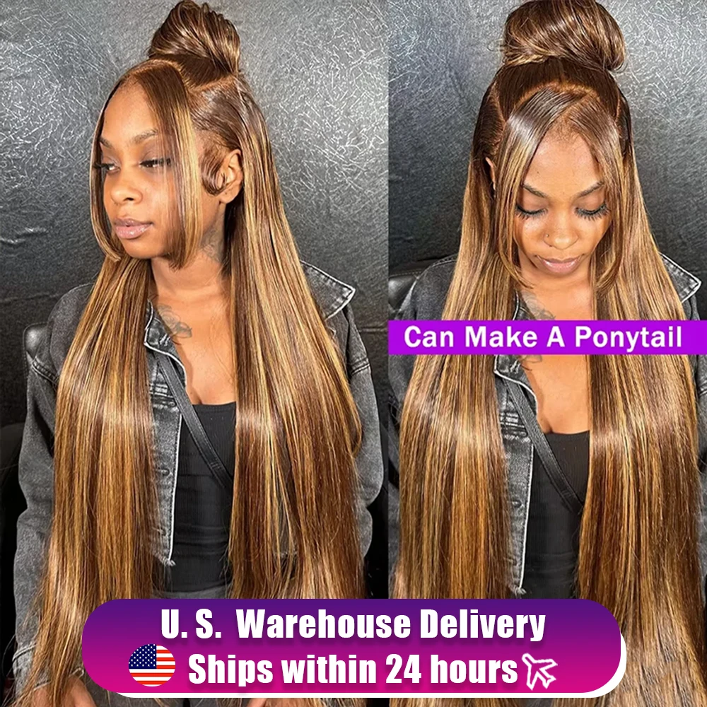 

427 Цветной Highlight Ombre 360 Full HD Парик Фронта Шнурка 30 40 дюймов Бразильский 13x5 Прямой Прозрачный Парик Фронта Шнурка Человеческих Волос