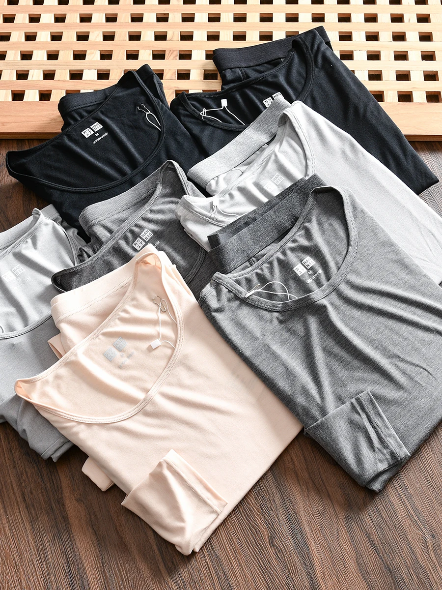 

Silky Skin-Friendly Thin Autumn Winter Couple Base Layer Shirt And Pants Warmth Set Two-Piece Set for Men And Women