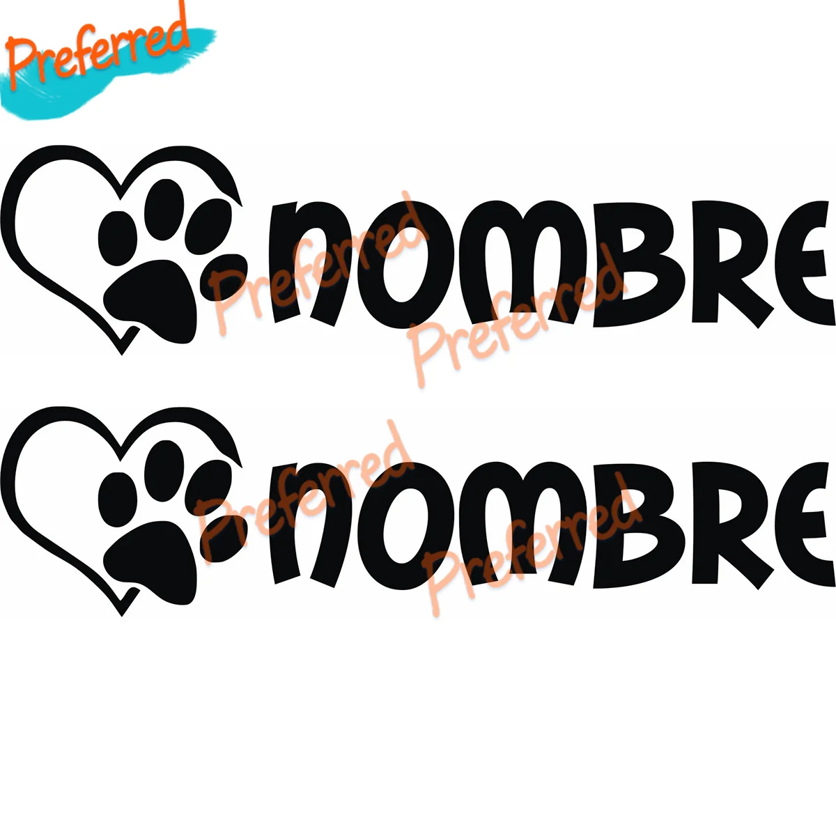 

2 X PEGATINA PERSONALIZADA HUELLA PERRO CON NOMBRE VINILO VINYL DOG PET Decal Customizable in Any Size No Background