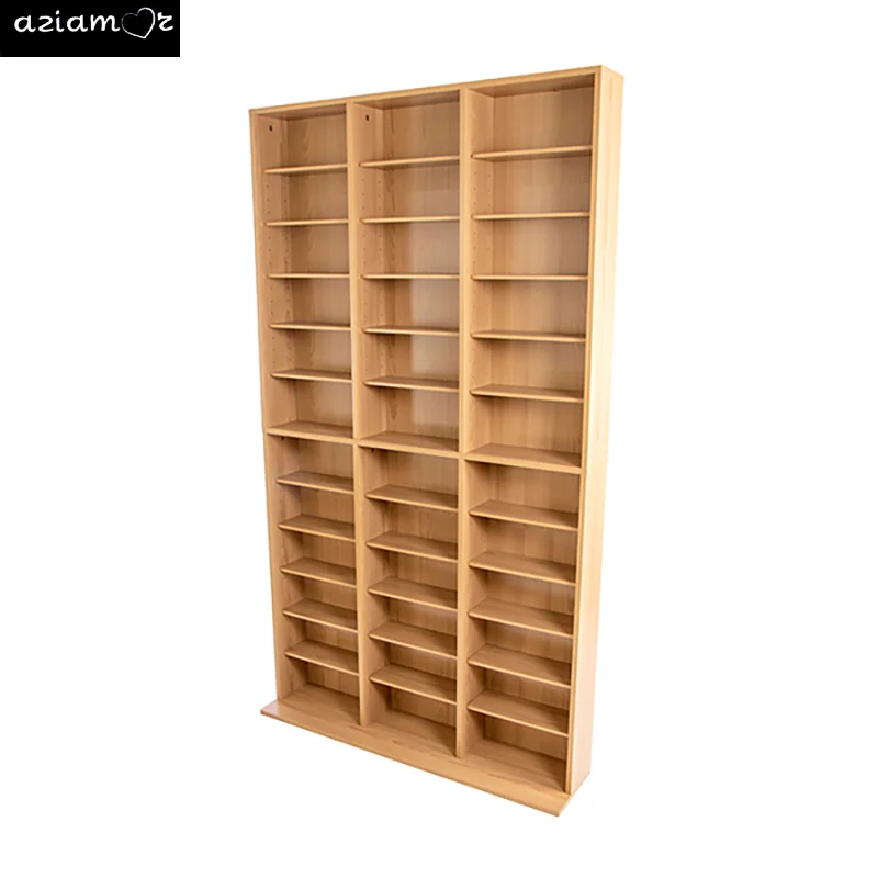 Media Shelving Unit, 6 Fixed Shelves, 30 Adjustable Shelves, Wide Base for Stability in Maple On-Site